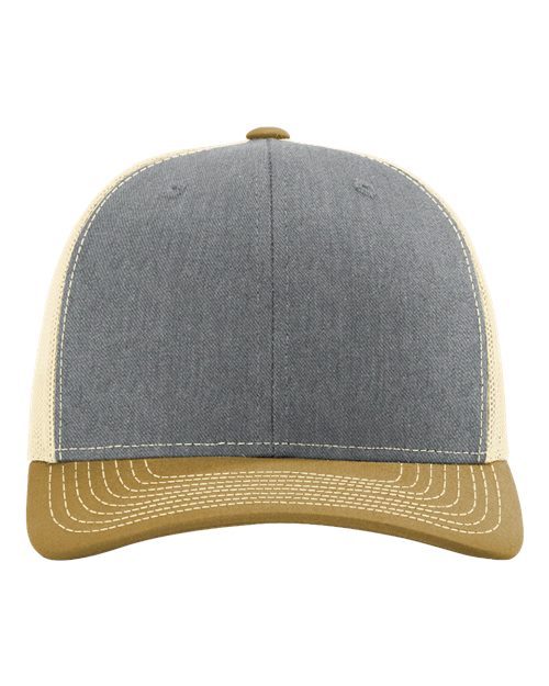 Snapback Trucker Cap - Heather Grey/ Birch/ Amber Gold Front