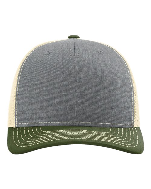Snapback Trucker Cap - Heather Grey/ Birch/ Army Olive Front