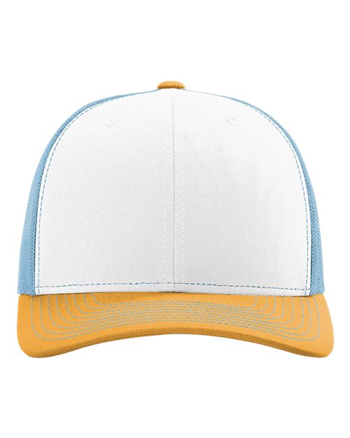 Snapback Trucker Cap - White/ Columbia Blue/ Yellow Front