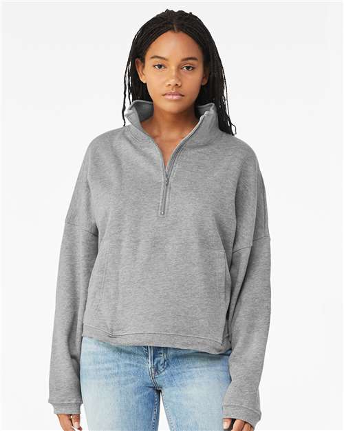 BELLA + CANVAS Women’s Sponge Fleece Half Zip Pullover - Model Front