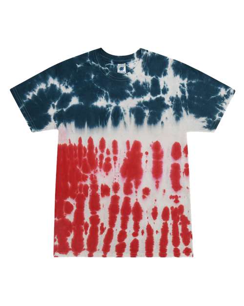 Unisex Multi-Color Tie-Dyed T-Shirt - Flag Front