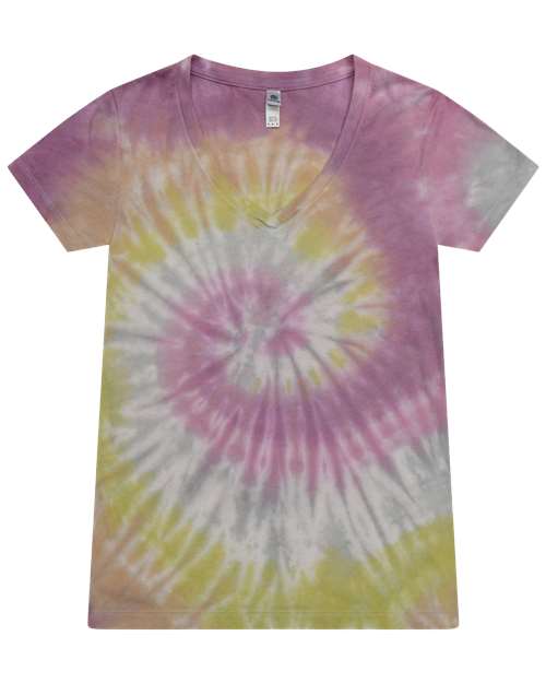 Women's Tie-Dyed V-Neck T-Shirt - Desert Rose Front