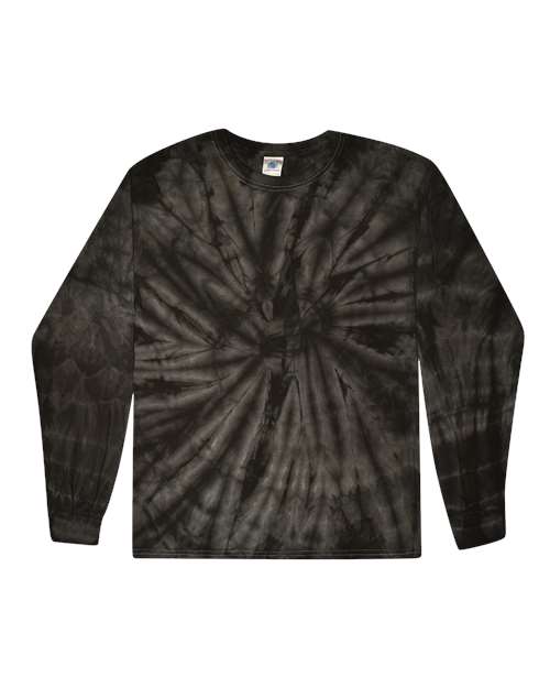 Unisex Tie-Dyed Long Sleeve T-Shirt - Spider Black Front