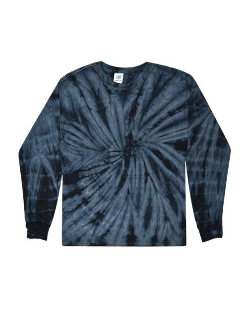Unisex Tie-Dyed Long Sleeve T-Shirt - Spider Navy Front