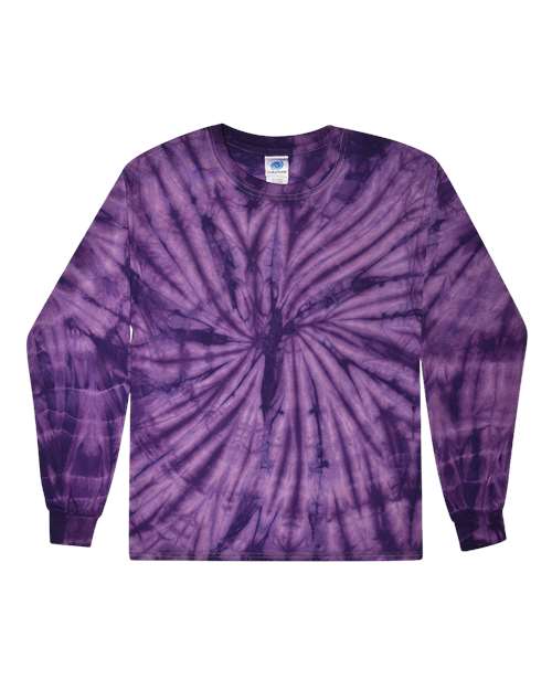 Unisex Tie-Dyed Long Sleeve T-Shirt - Spider Purple Front