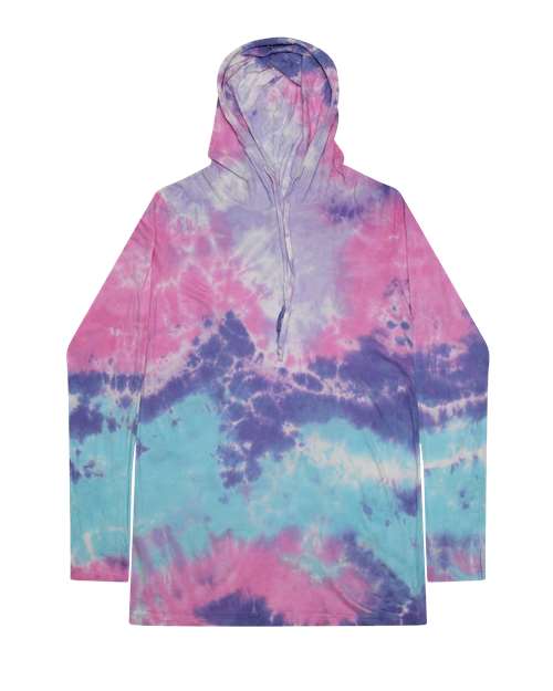 Unisex Tie-Dyed Hooded Long Sleeve T-Shirt - Cotton Candy Front