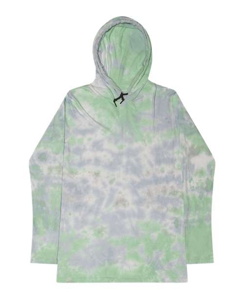 Unisex Tie-Dyed Hooded Long Sleeve T-Shirt - Slushy Front