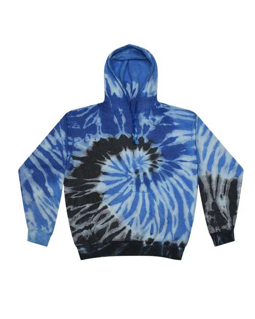 Unisex Tie-Dyed Cloud Inside-Out Fleece Hooded Sweatshirt - Blue Ocean Front