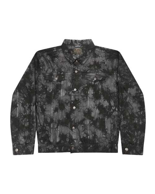 Unisex Tie-Dyed Denim Jacket - Black Crinkle Front