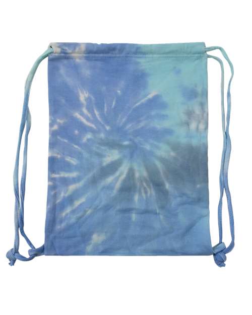Tie-Dyed Drawstring Bag - Lagoon Front