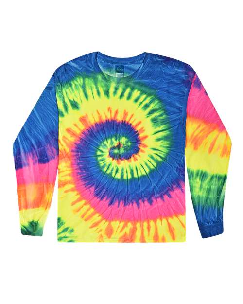 Youth Tie-Dyed Long Sleeve T-Shirt - Neon Rainbow Front
