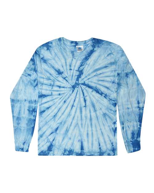 Youth Tie-Dyed Long Sleeve T-Shirt - Spider Baby Blue Front