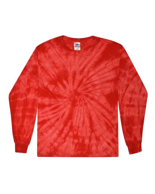 Youth Tie-Dyed Long Sleeve T-Shirt - Spider Red Front