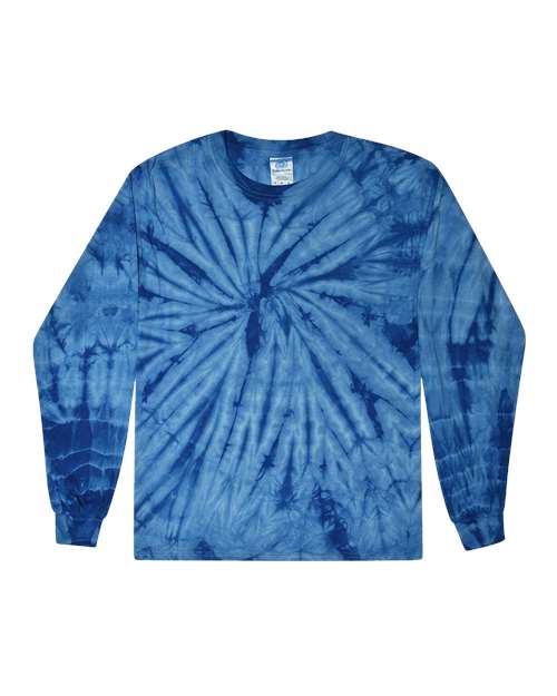 Youth Tie-Dyed Long Sleeve T-Shirt - Spider Royal Front