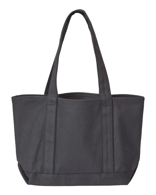 Windward Large Cotton Canvas Classic Resort Tote - Black/ Black Back