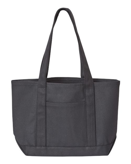 Windward Large Cotton Canvas Classic Resort Tote - Black/ Black Front