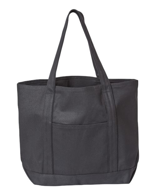 Carmel Classic XL Cotton Canvas Resort Tote - Black/ Black Front
