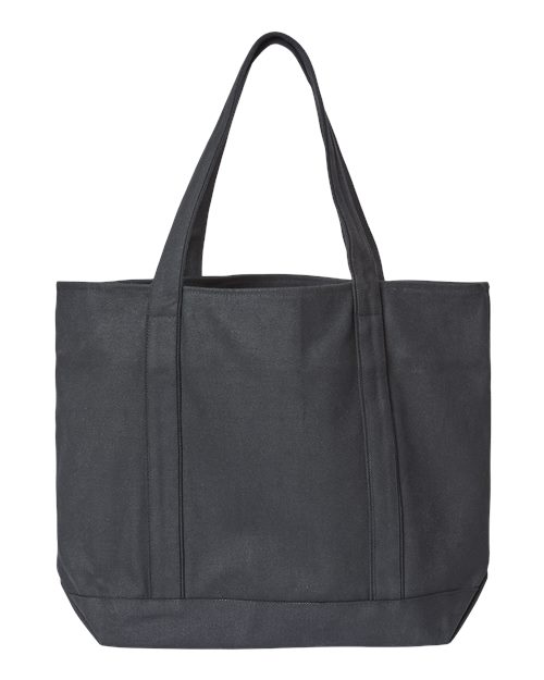 XL Zippered Cotton Canvas Resort Tote - Black/ Black Back