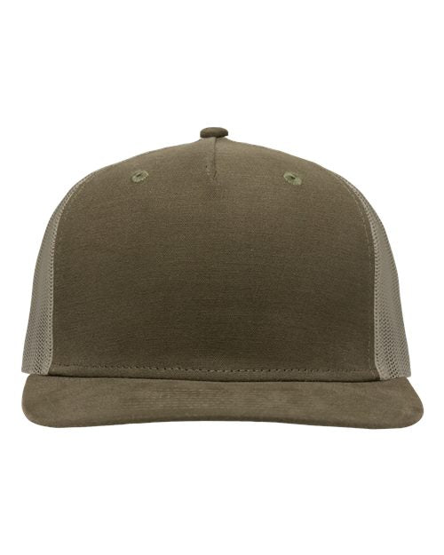 Modern Five-Panel Trucker Fit Cap - Dark Olive Green/ Khaki Front