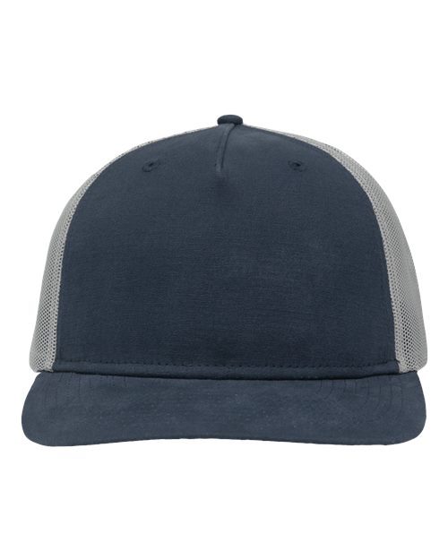 Modern Five-Panel Trucker Fit Cap - Navy/ Grey Front