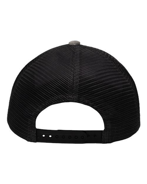 Modern Five-Panel Trucker Fit Cap - Old Wash Grey/ Black Back