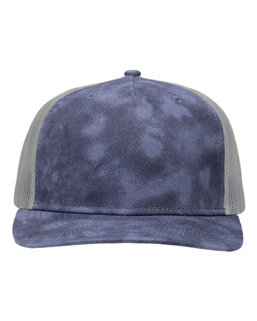 Modern Five-Panel Trucker Fit Cap - Old Wash Navy/ Grey Front
