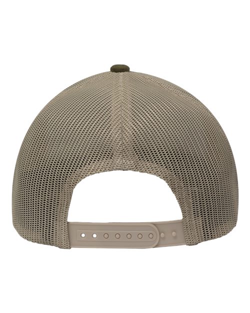 Modern Six-Panel Trucker Fit Cap - Dark Olive Green/ Khaki Back