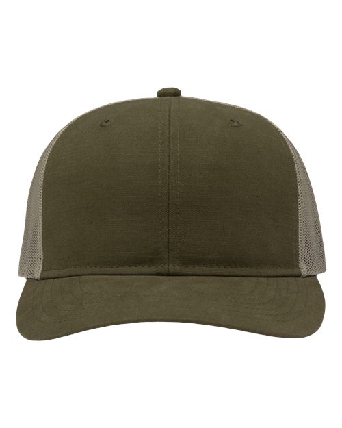 Modern Six-Panel Trucker Fit Cap - Dark Olive Green/ Khaki Front