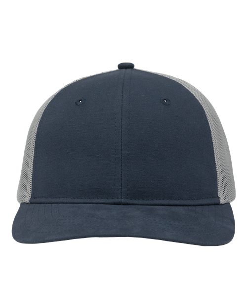 Modern Six-Panel Trucker Fit Cap - Navy/ Grey Front