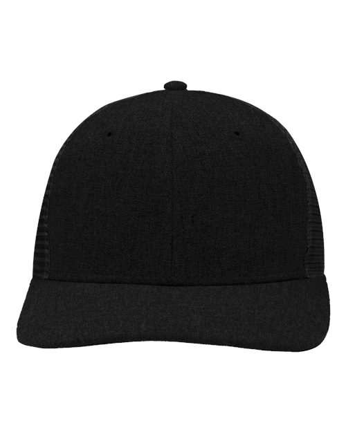Modern Six-Panel Trucker Fit Cap - X Hatch Black/ Black Front