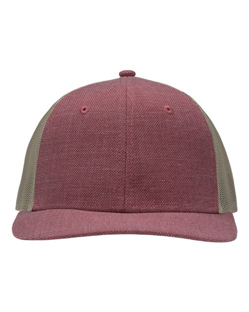 Modern Six-Panel Trucker Fit Cap - X Hatch Red/ Khaki Front