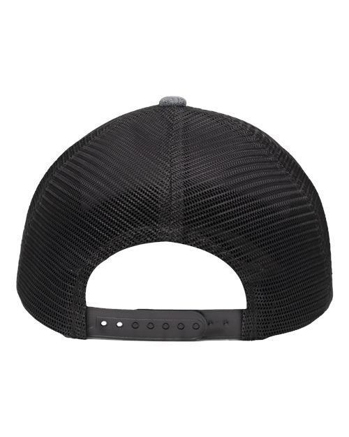Modern Six-Panel Trucker Fit Cap - Black Heather/ Black Back