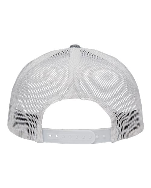 Modern Six-Panel Trucker Fit Cap - Black Heather/ White Back