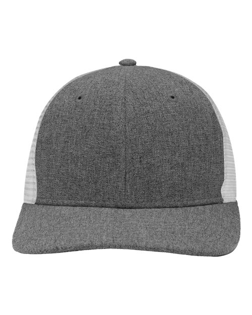 Modern Six-Panel Trucker Fit Cap - Black Heather/ White Front