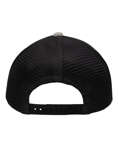 Modern Six-Panel Trucker Fit Cap - Grey Heather/ Black Back