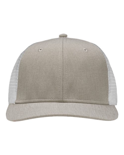 Modern Six-Panel Trucker Fit Cap - Grey Heather/ White Front