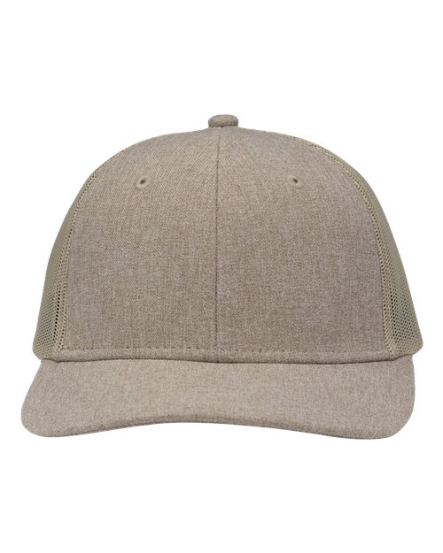 Modern Six-Panel Trucker Fit Cap - Khaki Heather/ Khaki Front