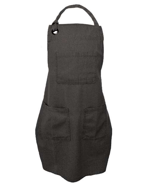 5-Pocket Recycled Cotton Denim Apron - Black Denim Front