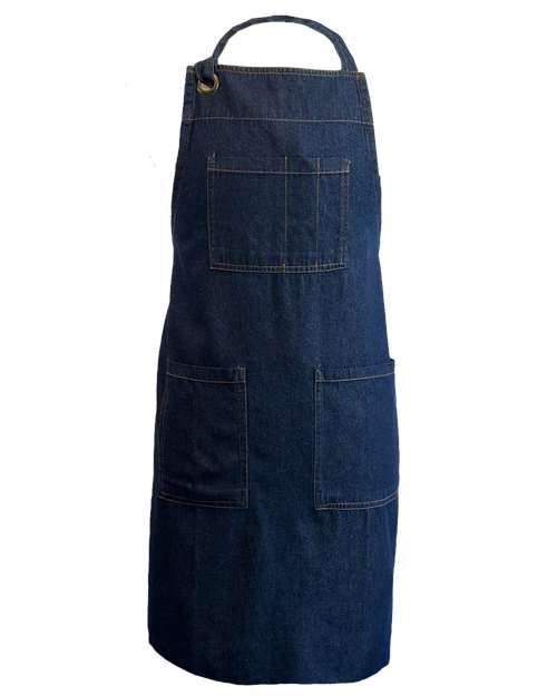 5-Pocket Recycled Cotton Denim Apron - Dark Blue Denim Front