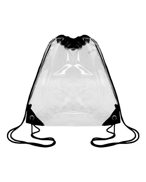 Clear Drawstring Pack - Black Front