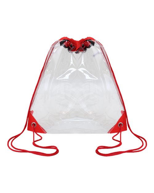 Clear Drawstring Pack - Red Front
