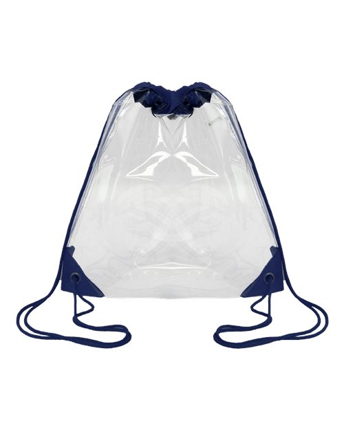 Clear Drawstring Pack - Navy Front