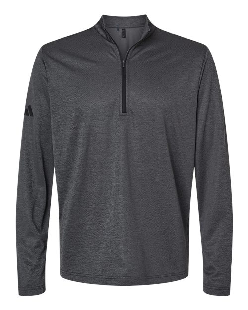 Men's Space Dyed Quarter-Zip Pullover - Black Melange Front