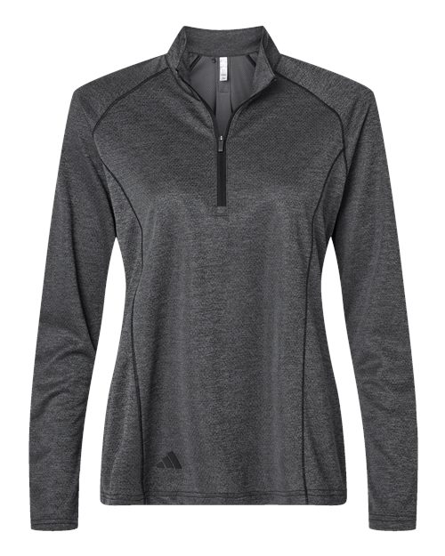 Women's Space Dyed Quarter-Zip Pullover - Black Melange Front
