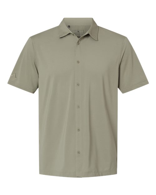 Men's Full Button Down Short Sleeve Shirt - Silver Pebble Front