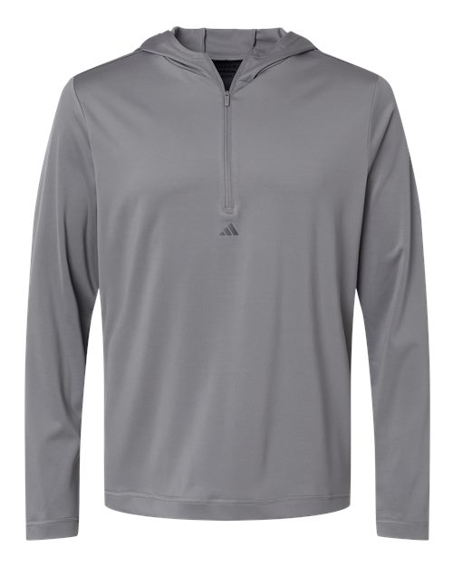 Men's Lightweight Quarter-Zip Hooded Pullover - Grey Three Front