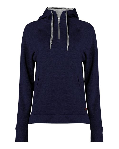 Women's FitFlex French Terry Quarter-Zip Hooded Pullover - Navy Front