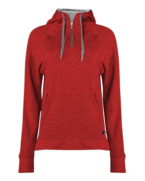 Women's FitFlex French Terry Quarter-Zip Hooded Pullover - Red Front