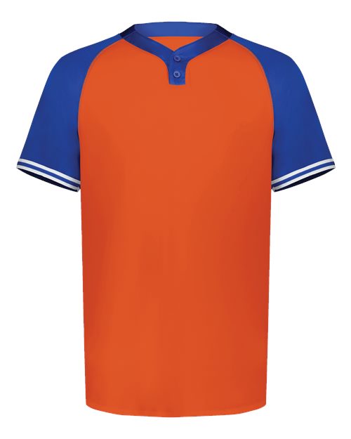 Men's Cutter Henley Jersey - Orange/ Royal Front