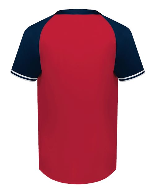 Men's Cutter Henley Jersey - Scarlet/ Navy Back